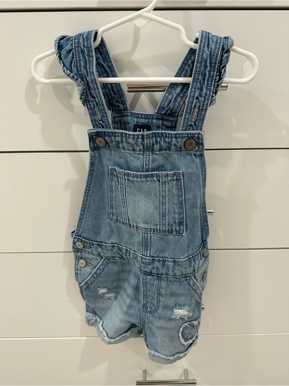 GAP Girls Light Blue Denim Short Overalls Size 5